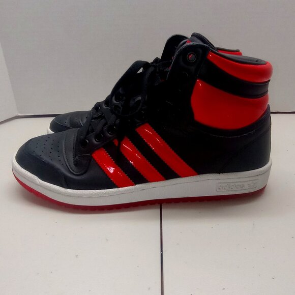 ADIDAS TOP TEN HI LACE-UP BASKETBALL SNEAKERS MEN SHOES BLACK/RED SIZE 8 - Picture 1 of 6
